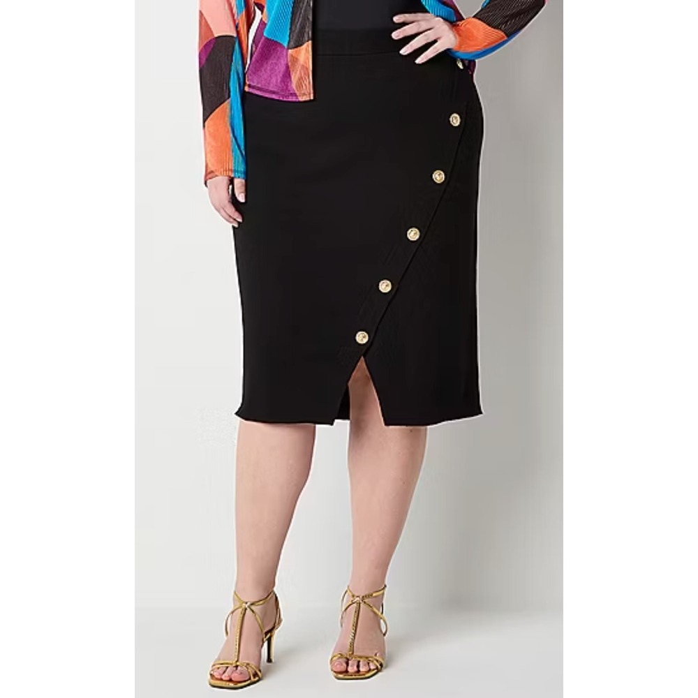 Bold Elements Womens Mid Rise Pencil Skirt Plus Black Size 2X - Picture 8 of 10